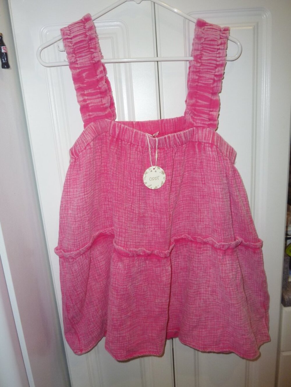 NWT ODDY Fuschia Mineral Wash Tiered Top Wide Elastic Straps Size 3X